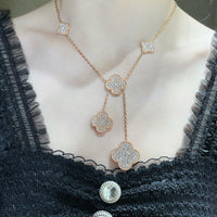 [Amore Jewelry]CLOVER 6 MOTIF DIAMOND PAVED NECKLACE