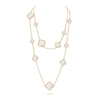 [Amore Jewelry]CLOVER 16 MOTIF WHITE MOP GOLD NECKLACE