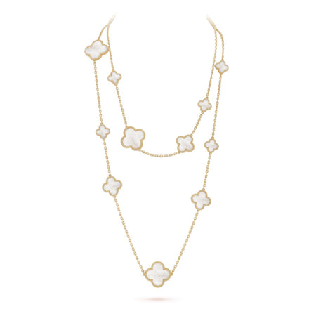 [Amore Jewelry]CLOVER 16 MOTIF WHITE MOP GOLD NECKLACE