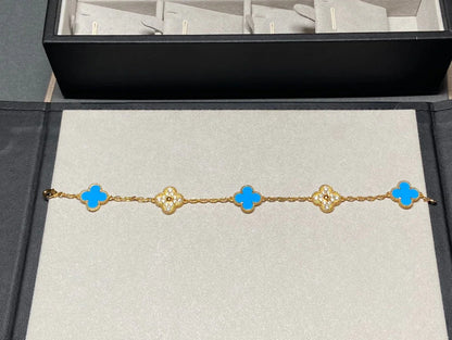 [Amore Jewelry] CLOVER 5 MOTIF BLUE AGATE BRACELET COLLECTION