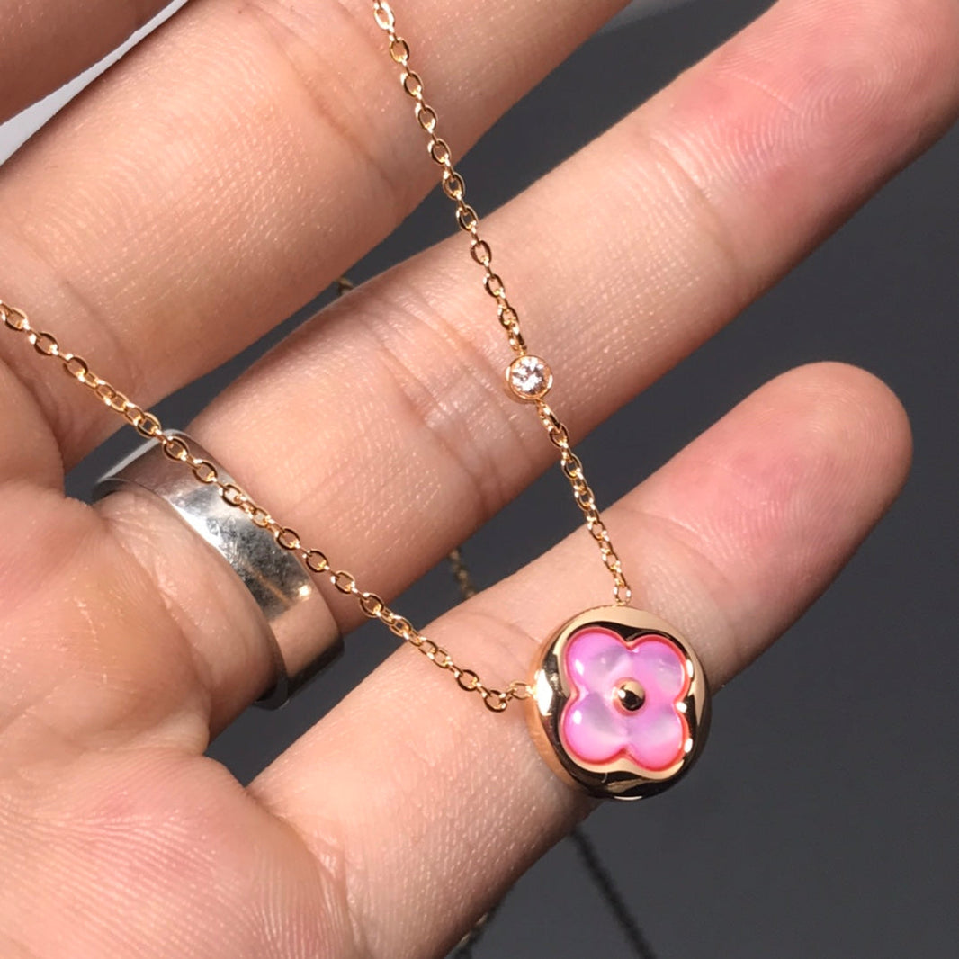 [Amore Jewelry]COLOR BLOSSOM PINK MOP SUN GOLD NECKLACE