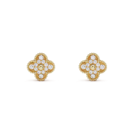 [Amore Jewelry]CLOVER MEDIUM 1 MOTIFS FUll DIAMOND EARRINGS