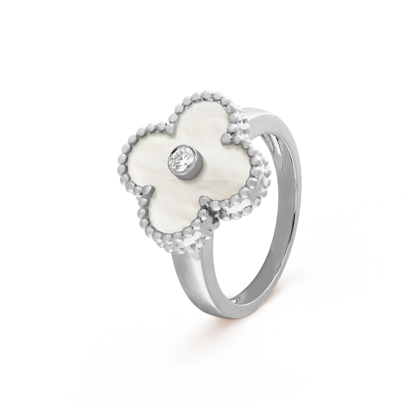 [Opulent Aurora]CLOVER SILVER MOP DIAMOND RING
