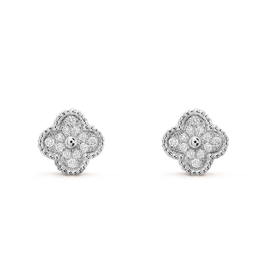 [Amore Jewelry]CLOVER MINI DIAMOND STUD EARRINGS