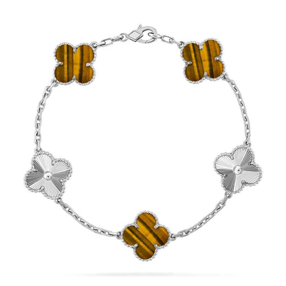 [Amore Jewelry] CLOVER 5 MOTIFS TIGER EYE BRACELET COLLECTION