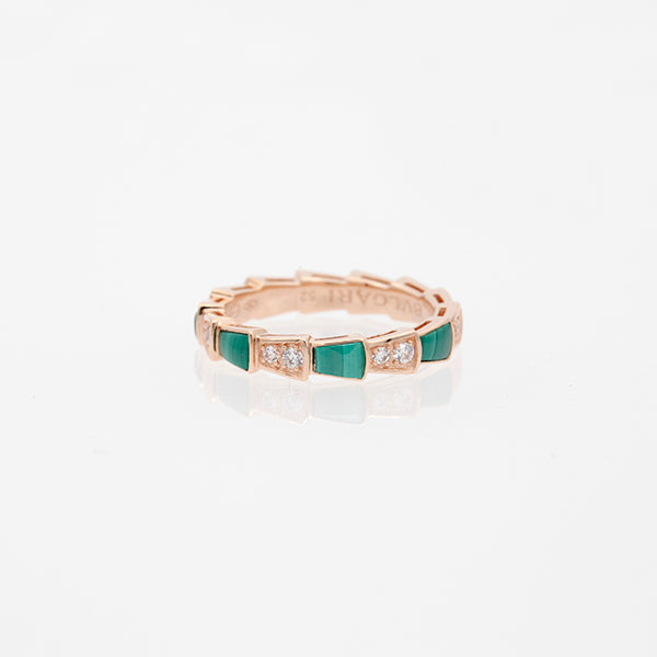 [Amore Jewelry]SERPENTI RING PINK GOLD MALACHITE DIAMOND 3MM