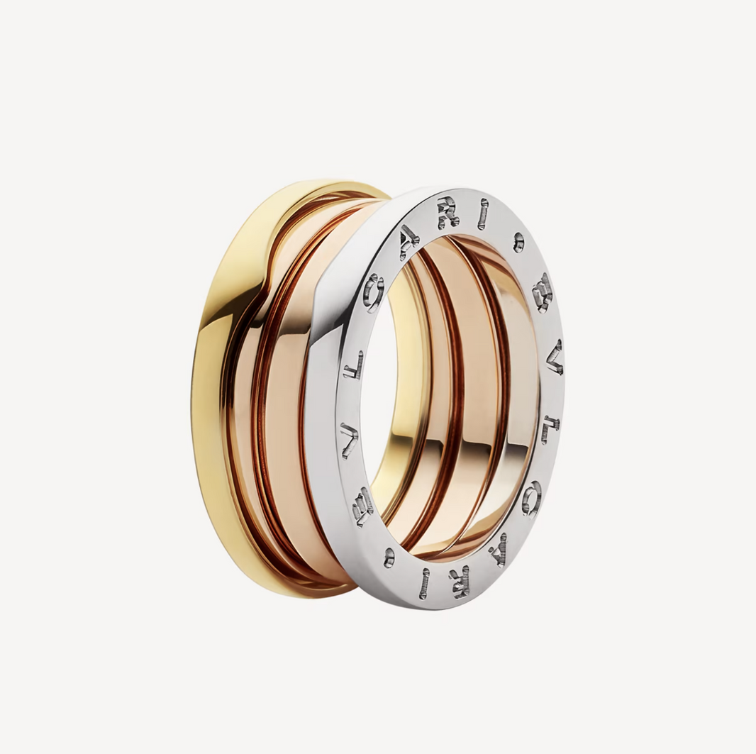 [Amore Jewelry]ZERO 1 THREE-BAND ROSE WHITE AND YELLOW RING