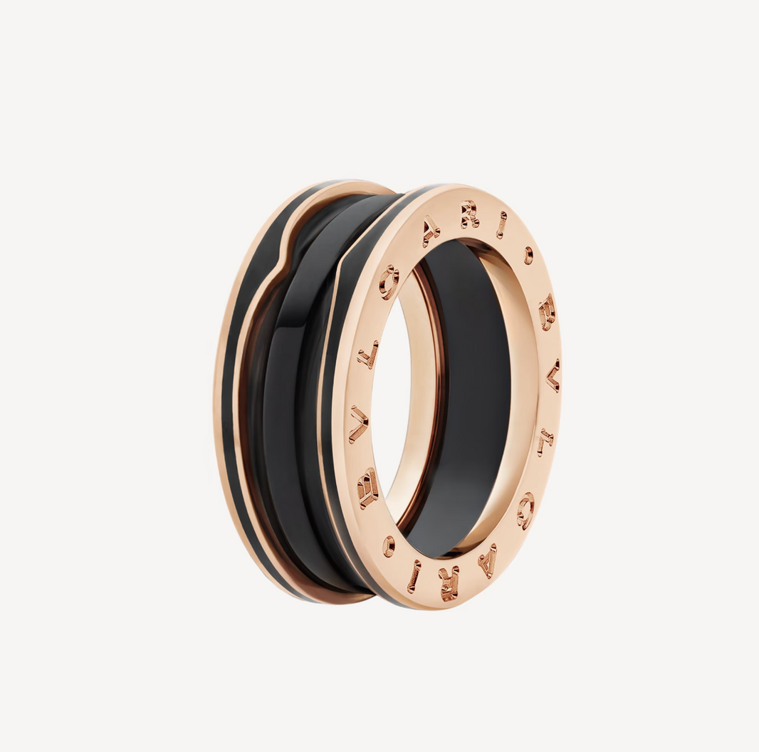 [Amore Jewelry]ZERO 1 TWO-BAND WITH MATTE BLACK CERAMIC PINK GOLD RING