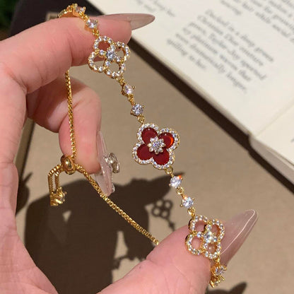 [Amore Jewelry]CLOVER 5 MOTIF PINK BLUE RED WHITE BRACELET