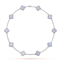 [Amore Jewelry]CLOVER 10 MOTIFS BLUE CHALCEDONY NECKLACE