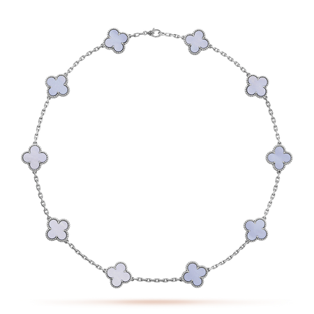 [Amore Jewelry]CLOVER 10 MOTIFS BLUE CHALCEDONY NECKLACE