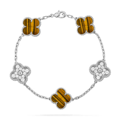 [Amore Jewelry] CLOVER 5 MOTIFS TIGER EYE BRACELET COLLECTION