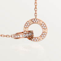 [Amore Jewelry]LOVE 7.6MM NECKLACE ROSE GOLD AND SILVER  FULL DIAMOND