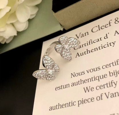 [Amore Jewelry]TWIN SILVER BUTTERFLY DIAMOND RING