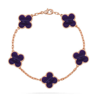[Amore Jewelry]CLOVER 5 MOTIF PURPLE STRIPES BRACELET COLLECTION