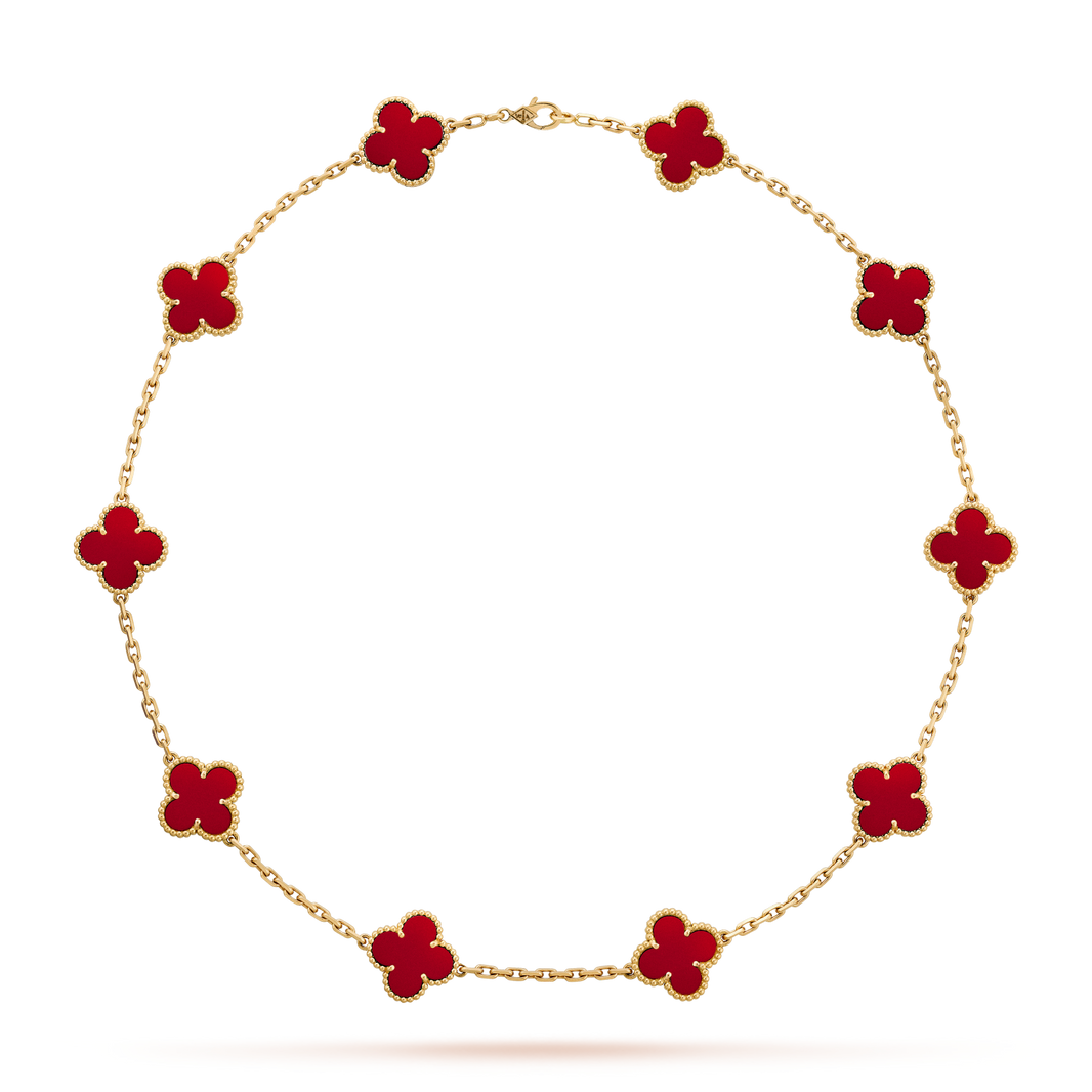 [Amore Jewelry]CLOVER 10 MOTIFS CARNELIAN NECKLACE