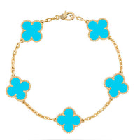 [Amore Jewelry]CLOVER 5 MOTIFS TURQUOISE BRACELET