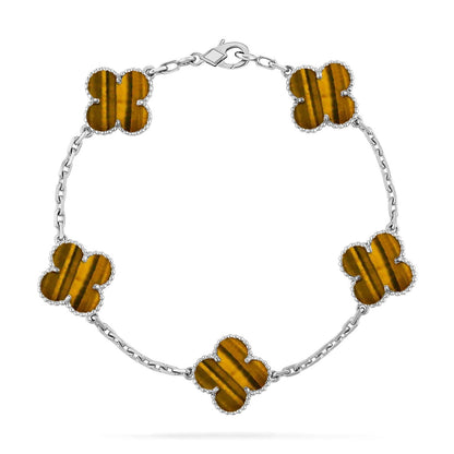 [Amore Jewelry] CLOVER 5 MOTIFS TIGER EYE BRACELET COLLECTION