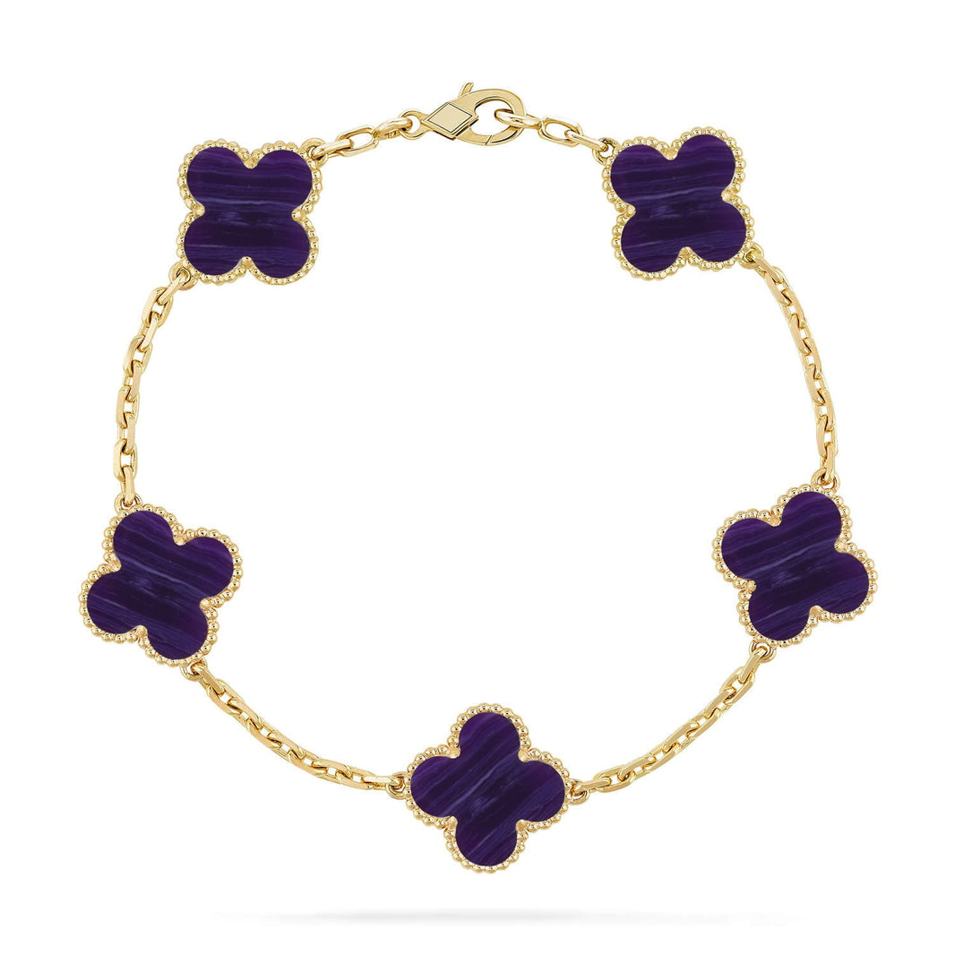 [Amore Jewelry]CLOVER 5 MOTIF PURPLE STRIPES BRACELET COLLECTION