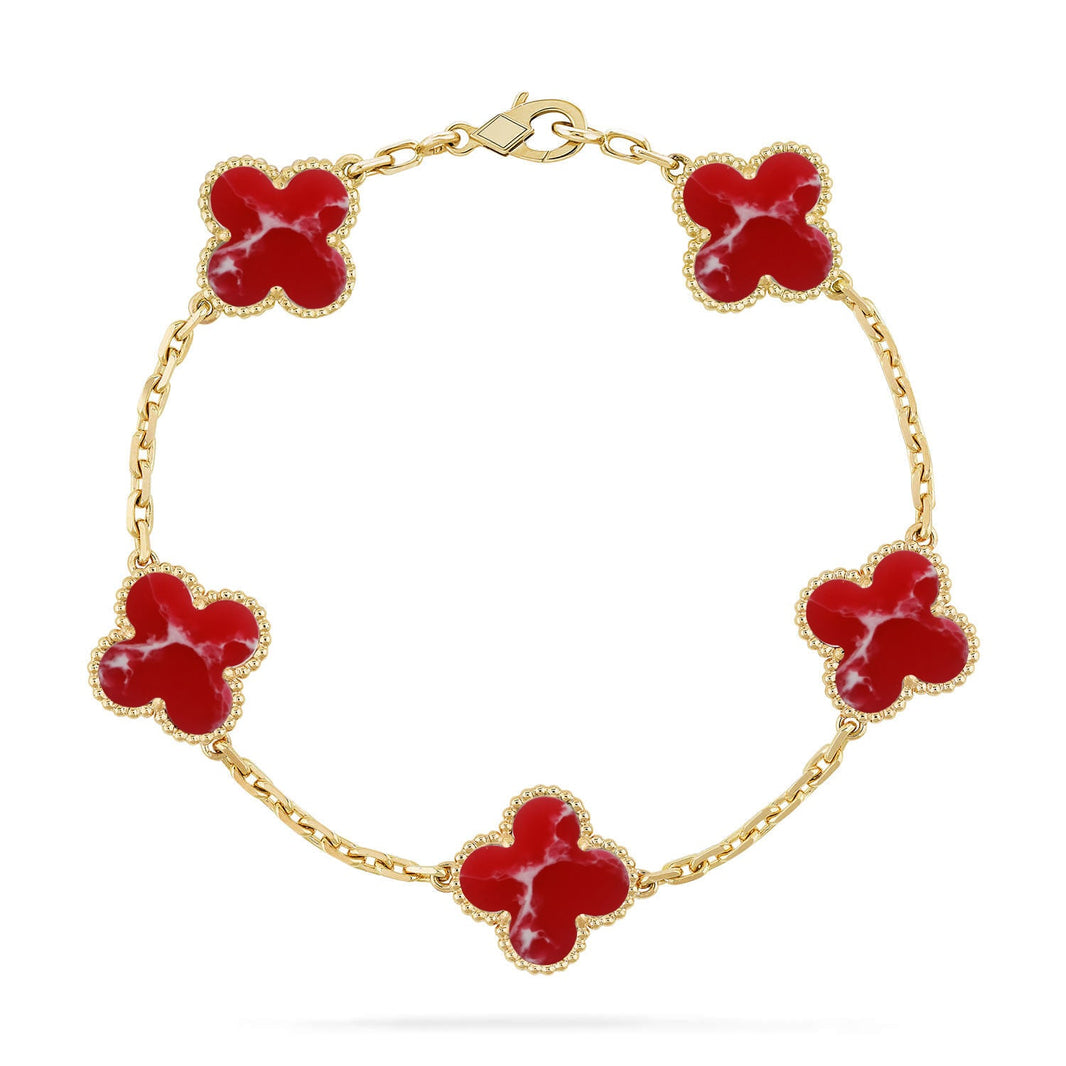 [Amore Jewelry]CLOVER 5 MOTIF RED PATTERN BRACELET COLLECTION