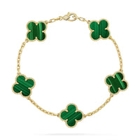 [Amore Jewelry]CLOVER 5 MOTIFS MALACHITE BRACELET