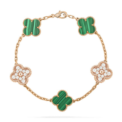 [Amore Jewelry]CLOVER  5 MOTIF MALACHITE DIAMOND BRACELET
