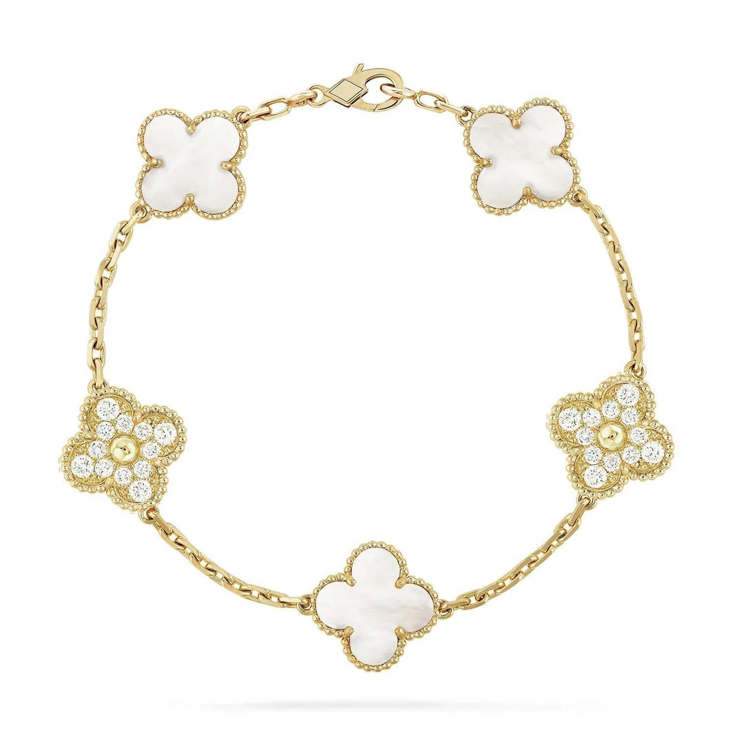 [Amore Jewelry]CLOVER BRACELET 5 MOTIF WHITE MOP DIAMOND