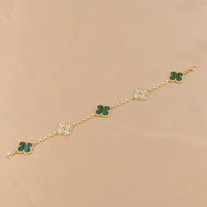 [Amore Jewelry]CLOVER  5 MOTIF MALACHITE DIAMOND BRACELET