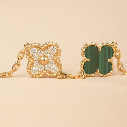 [Amore Jewelry]CLOVER  5 MOTIF MALACHITE DIAMOND BRACELET