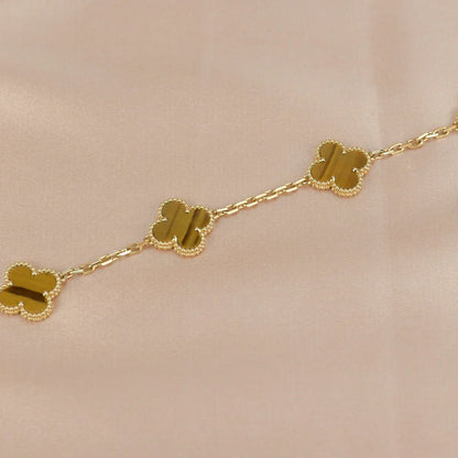 [Amore Jewelry] CLOVER 5 MOTIFS TIGER EYE BRACELET COLLECTION