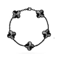 [Amore Jewelry]CLOVER 5 MOTIF BLACK BRACELET