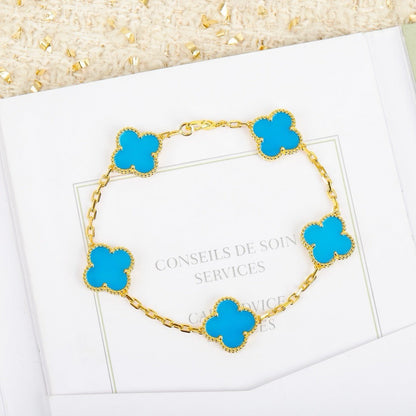 [Amore Jewelry]CLOVER 5 MOTIFS TURQUOISE BRACELET