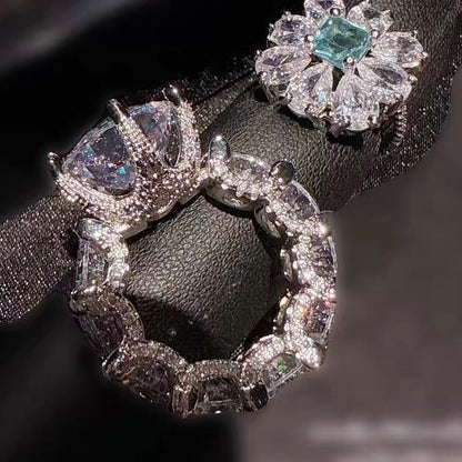 [Amore Jewelry]Exquisite Multicolored Radiant Zircon Everyday Ring