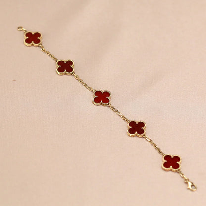 [Amore Jewelry] CLOVER 5 MOTIF RED CORNELIAN BRACELET COLLECTION