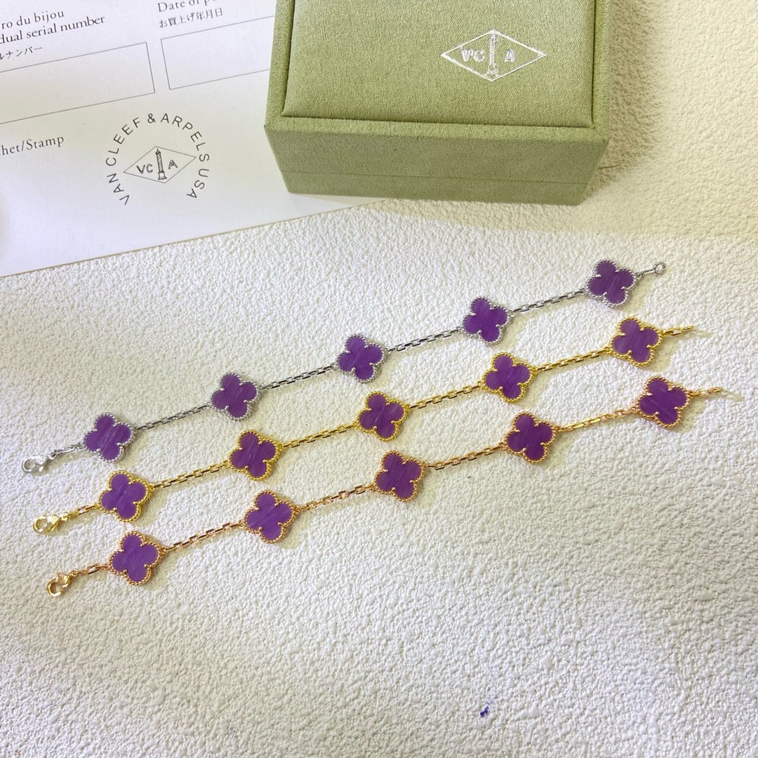 [Luxe Jewelry]CLOVER  5 MOTIFS  PURPLE VIOLET BRACELET