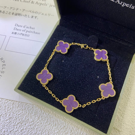 [Amore Jewelry]CLOVER  5 MOTIFS  PURPLE VIOLET BRACELET