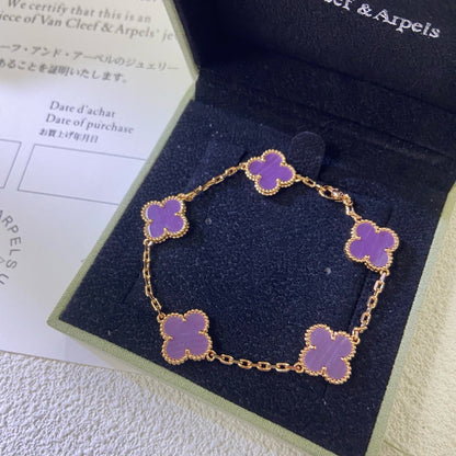 [Luxe Jewelry]CLOVER  5 MOTIFS  PURPLE VIOLET BRACELET