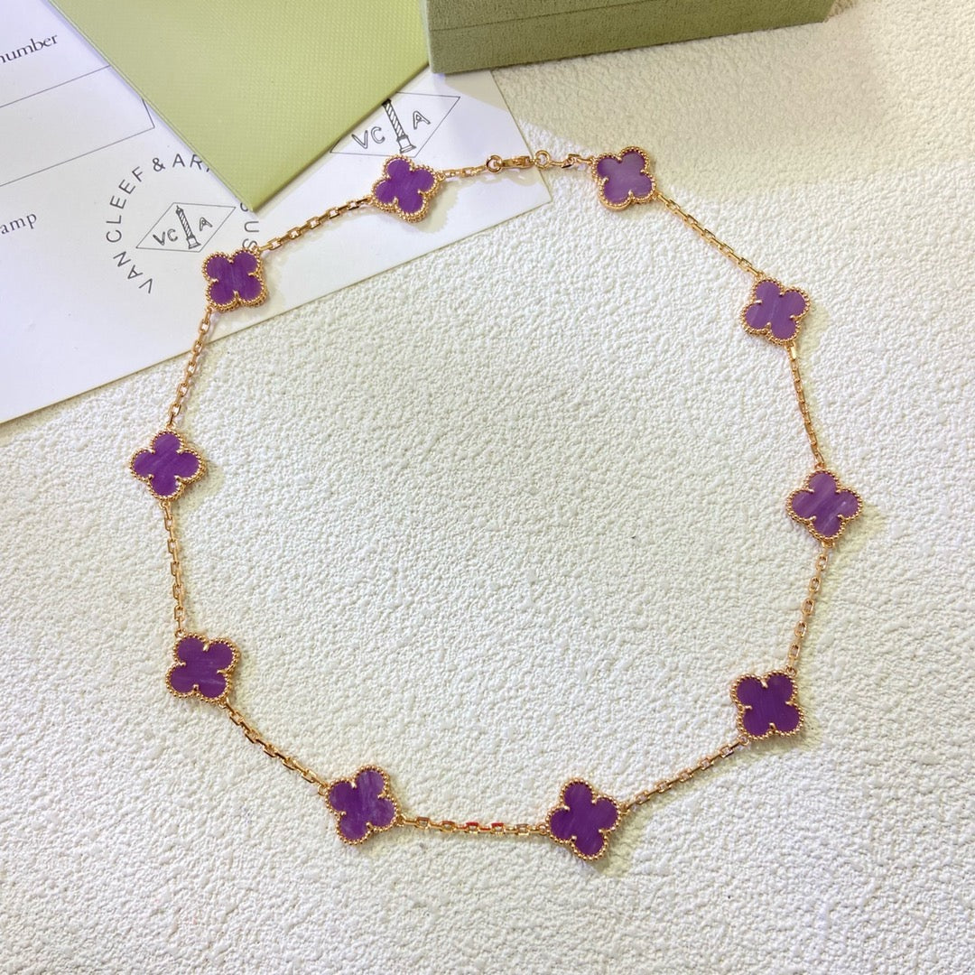 [Opulent Aurora]CLOVER 10 MOTIFS  PURPLE VIOLET  NECKLACE