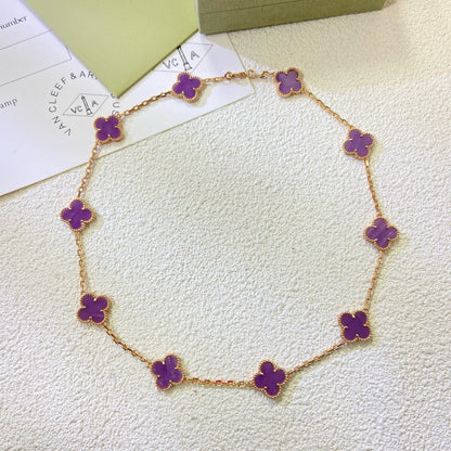 [Opulent Aurora]CLOVER 10 MOTIFS  PURPLE VIOLET  NECKLACE