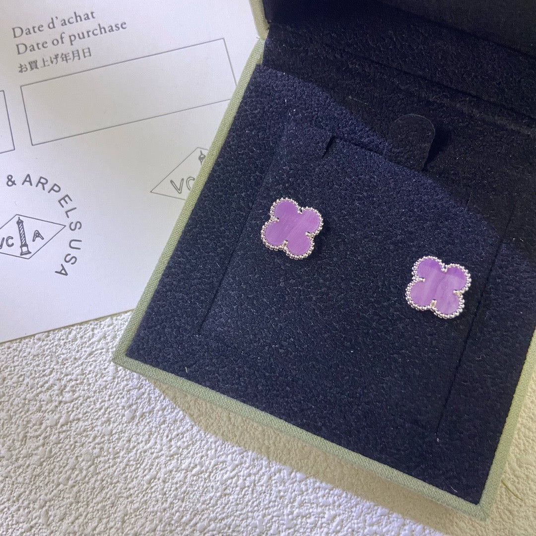 [Opulent Aurora]CLOVER MINI 9.5MM  PURPLE VIOLET EARRINGS