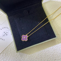 [Amore Jewelry]CLOVER 15MM DIAMOND  PURPLE VIOLET NECKLACE