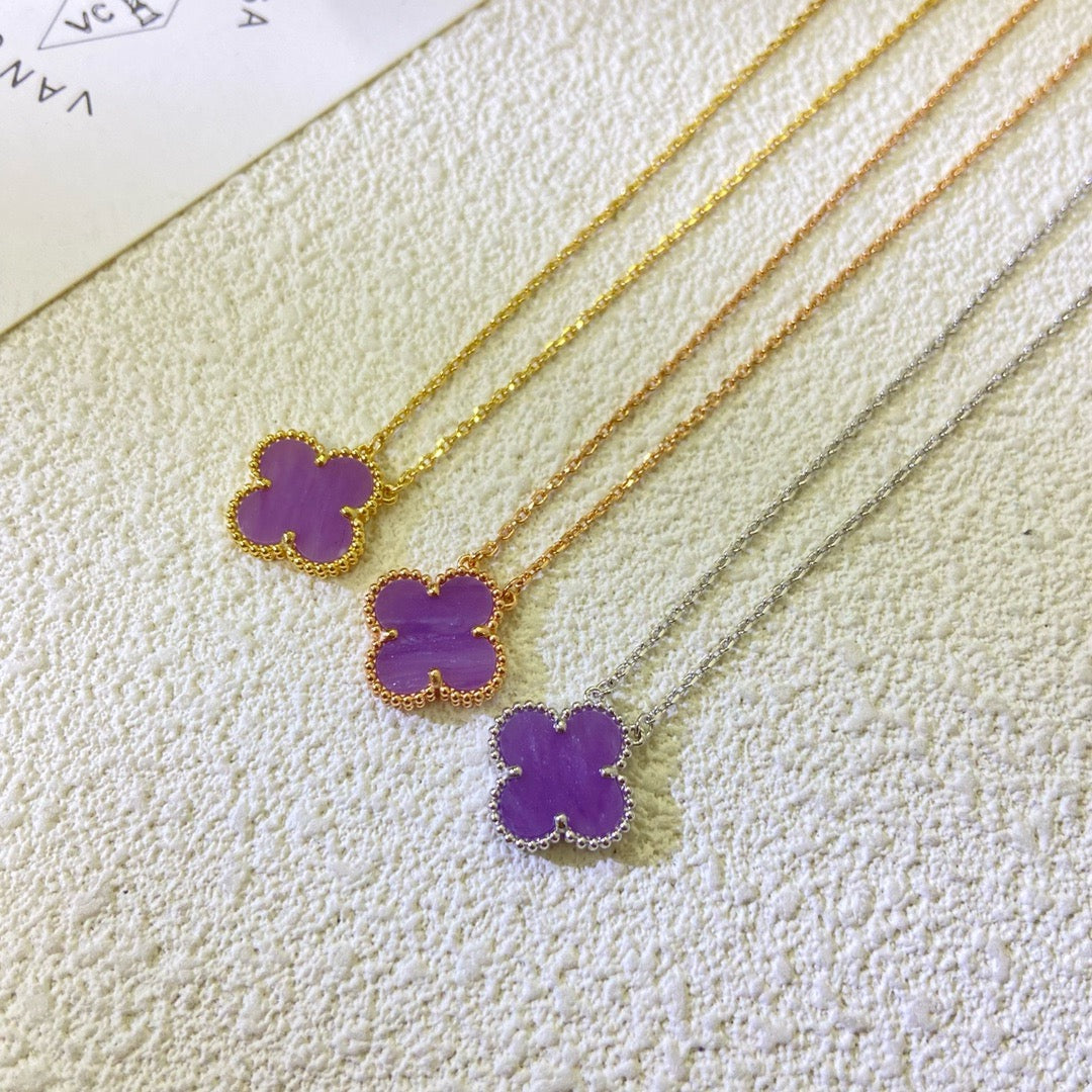 [Opulent Aurora]CLOVER 15MM  PURPLE VIOLET NECKLACE