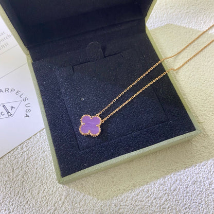 [Opulent Aurora]CLOVER 15MM  PURPLE VIOLET NECKLACE