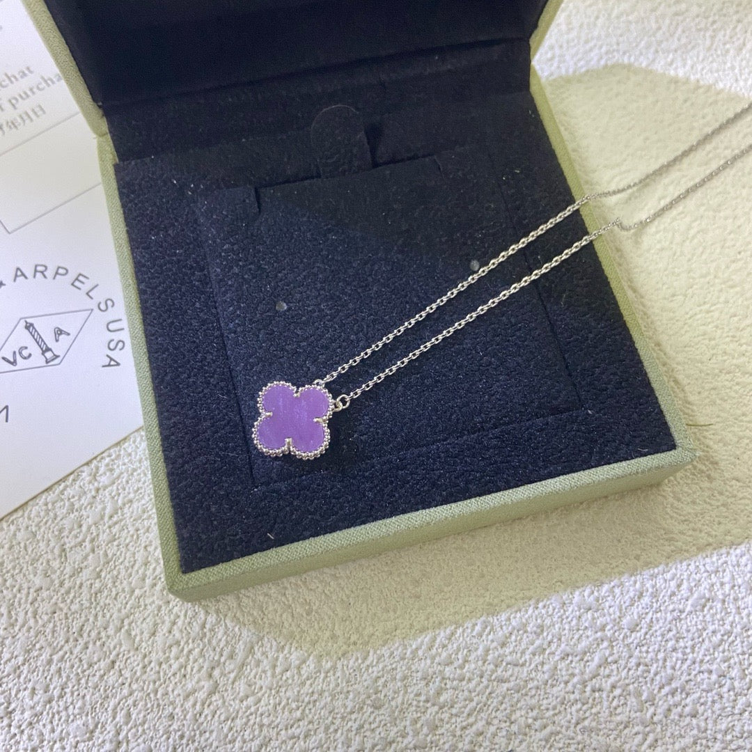 [Opulent Aurora]CLOVER 15MM  PURPLE VIOLET NECKLACE