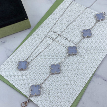 [Amore Jewelry]CLOVER  5 MOTIF PURPLE CHALCEDONY BRACELET SILVER