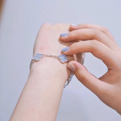 [Amore Jewelry]CLOVER  5 MOTIF PURPLE CHALCEDONY BRACELET SILVER