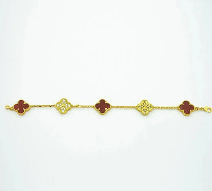 [Amore Jewelry] CLOVER 5 MOTIF RED CORNELIAN BRACELET COLLECTION