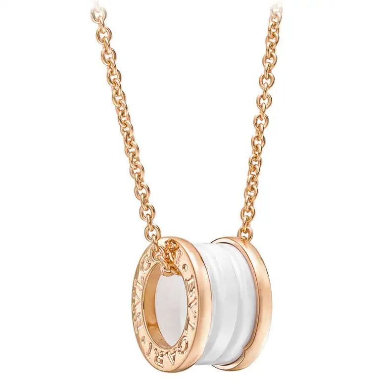 [Amore Jewelry]ZERO 1 WHITE CERAMIC PINK GOLD DIAMOND NECKLACE
