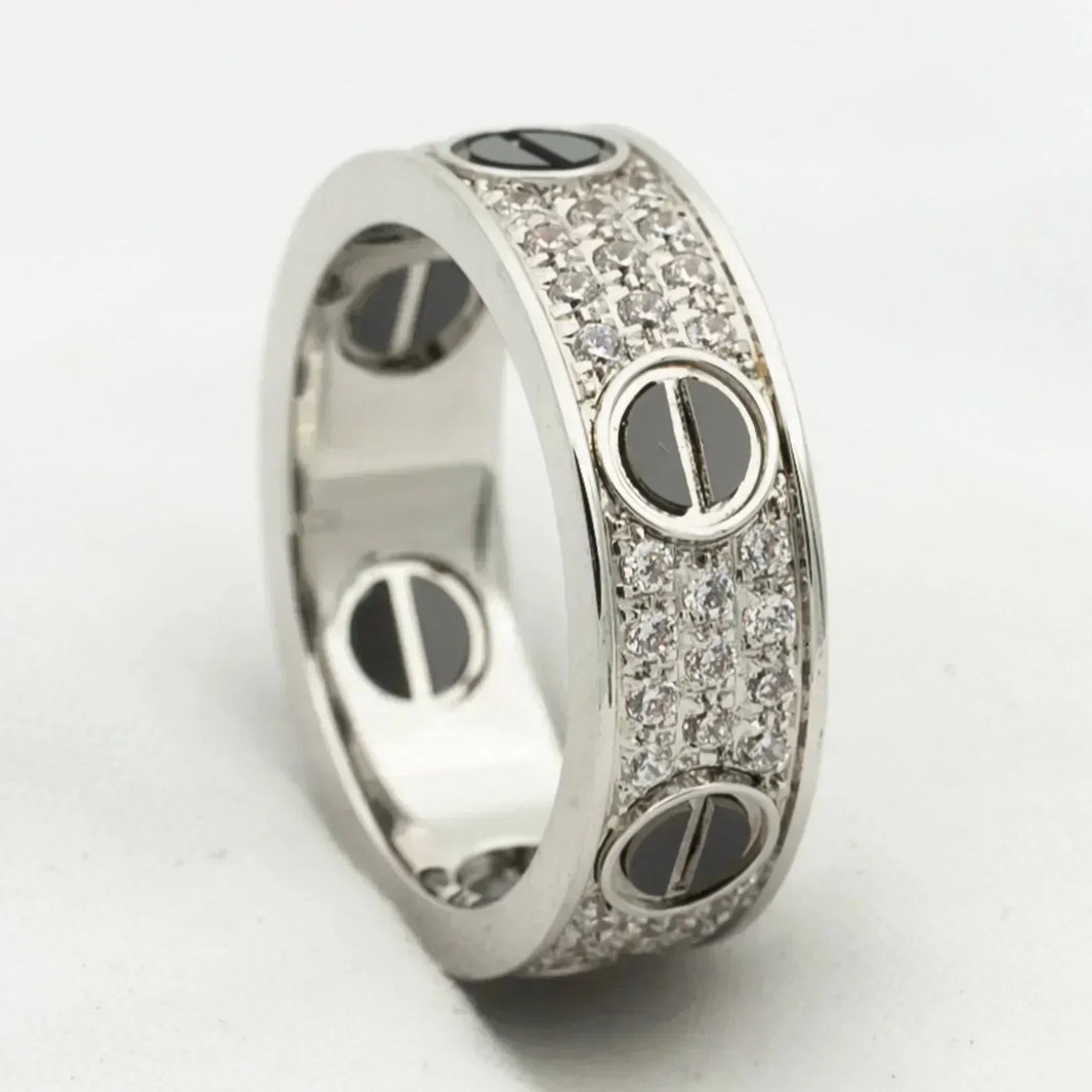[Amore Jewelry]LOVE RING 5.5MM DIAMONDS PAVED CERAMIC