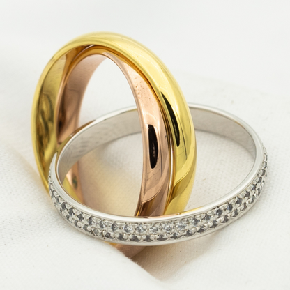 [Opulent Aurora]TRINITY RING GOLD PINK GOLD SILVER DIAMONDS